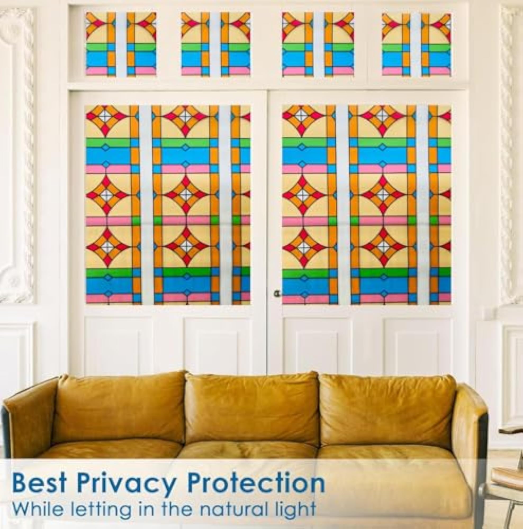 Frosted Glass Window Film, Non Adhesive UV Blocking