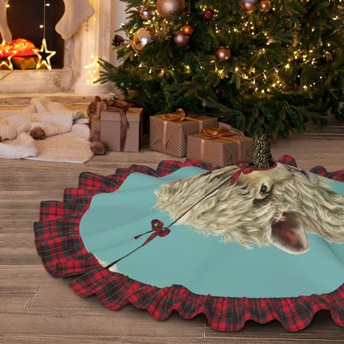 Jupe de sapin tête de mouton bordure pompons pour décor rustique