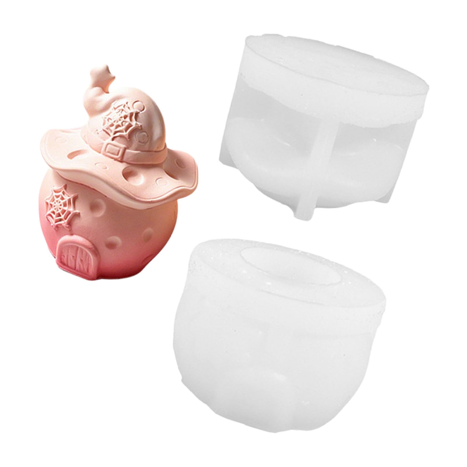 PANGBOER Container Mold with Witch Hat Lid, Silicone Halloween Jar Mold for Wax, Small Lidded Decor for Seasonal Projects Witch Hat Silicone Lidded Jar Halloween Wax Soap
