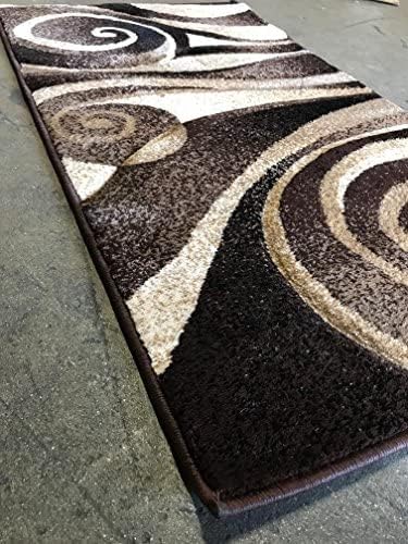 Miniatura 5 de Sculptured Tapete moderno para puerta contemporáneo, diseño de biege marrón chocolate, 258 (2 pies x 3 pies 4 pulgadas)