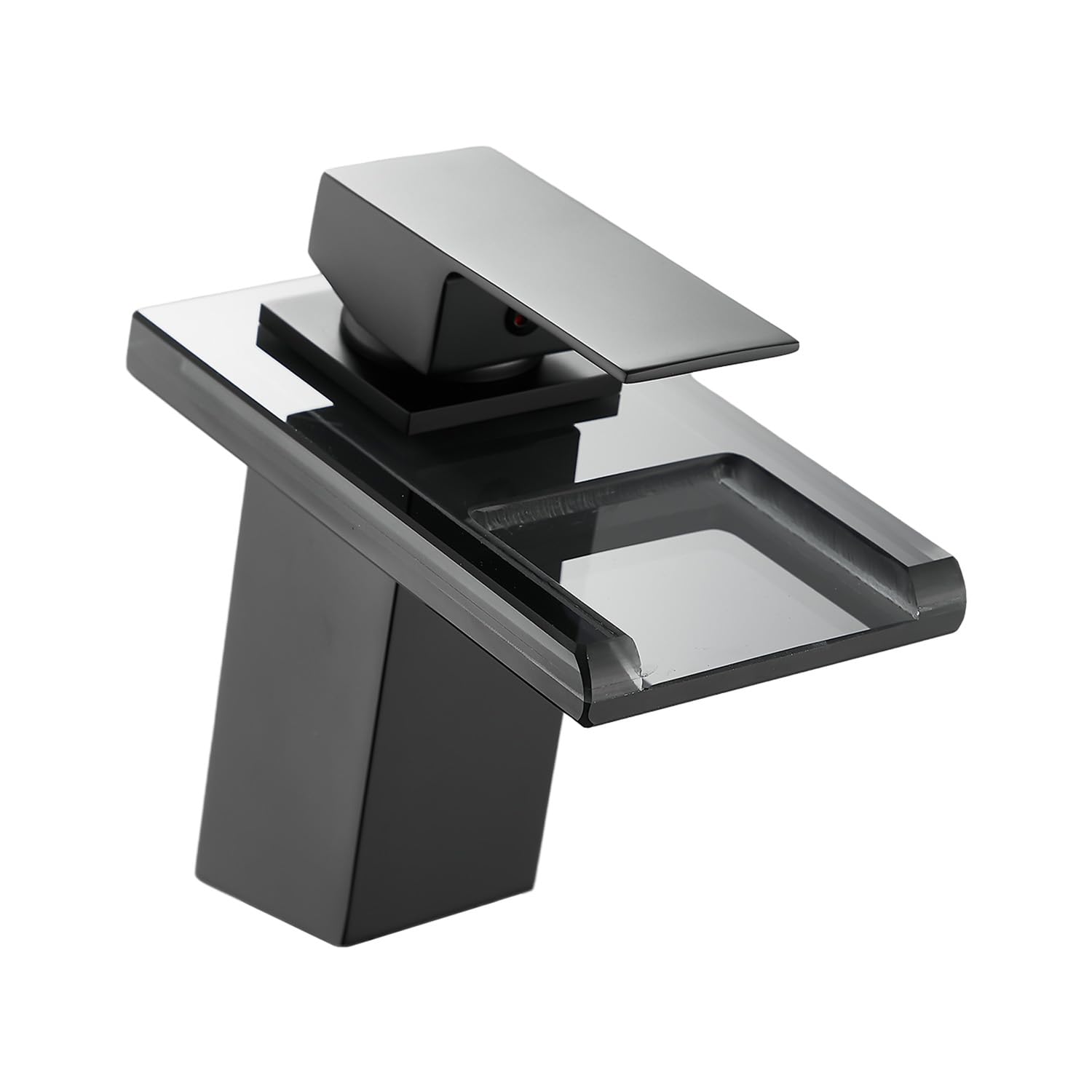 Robinet de salle de bain en verre à levier unique Noir | Mitigeur monocommande en acier inoxydable
