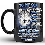 Prezzy To My Son From Dad Never Forget That I Love You Wolf Coffee Mug 11 oz Black