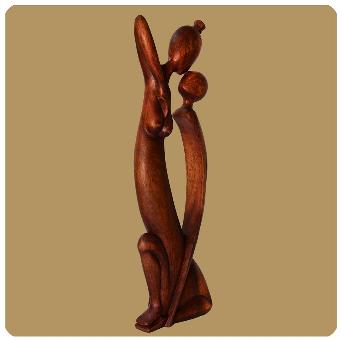 Simandra Art Deco Sculpture abstraite en bois Marron Hauteur 60 cm