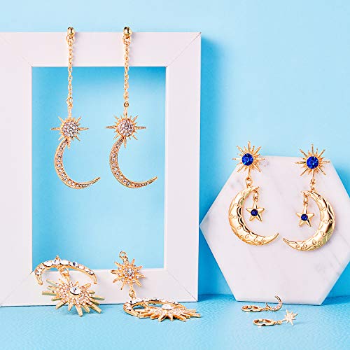 4 Pairs Moon Gold Earrings Sun Star Earrings Boho Earrings Moon Dangle Drop Earrings Retro Jewelry For Women Girls, Gold #TOP3