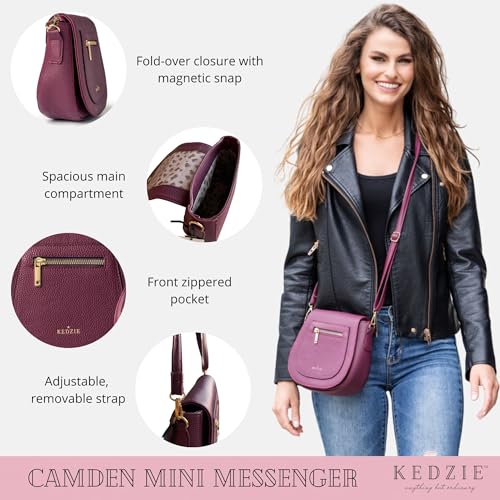 KEDZIE Camden Classic Mini Messenger in Vegan Leather Crossbody Bag Cell Phone Purse for Women2