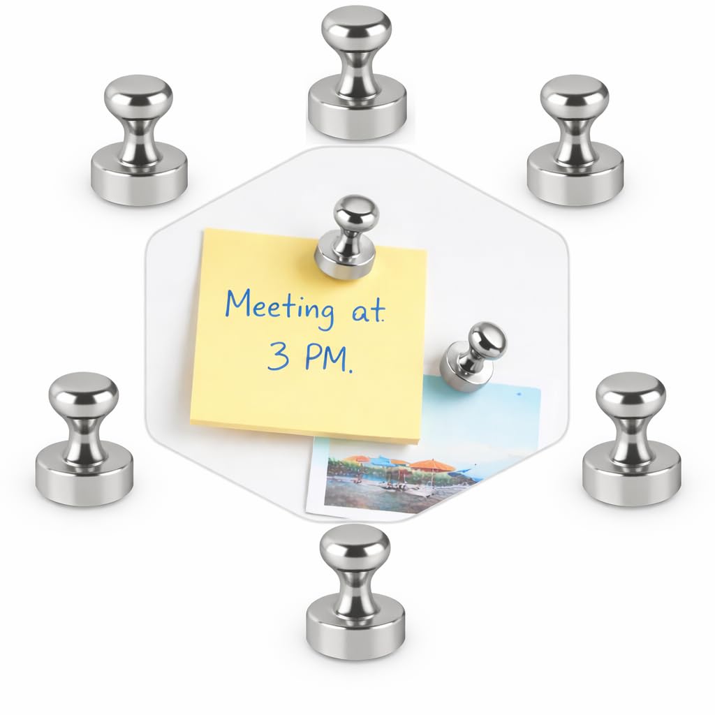 Fridge Magnetic Push Pins, for Whiteboard, Neodymium Magnet Pins, Magnetic Thumb Tacks, Whiteboard Magnets, Strong Magnets,Office Magnets (6)