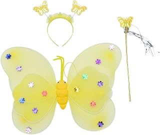 Totority 3 Pçs/Conjunto Trajes De Presépio De Asas De Borboleta Para Crianças Borboleta Borboleta Cabeça Conjunto De De Borboleta Roupas De Menina Criança Varinha De Fada Varinha De