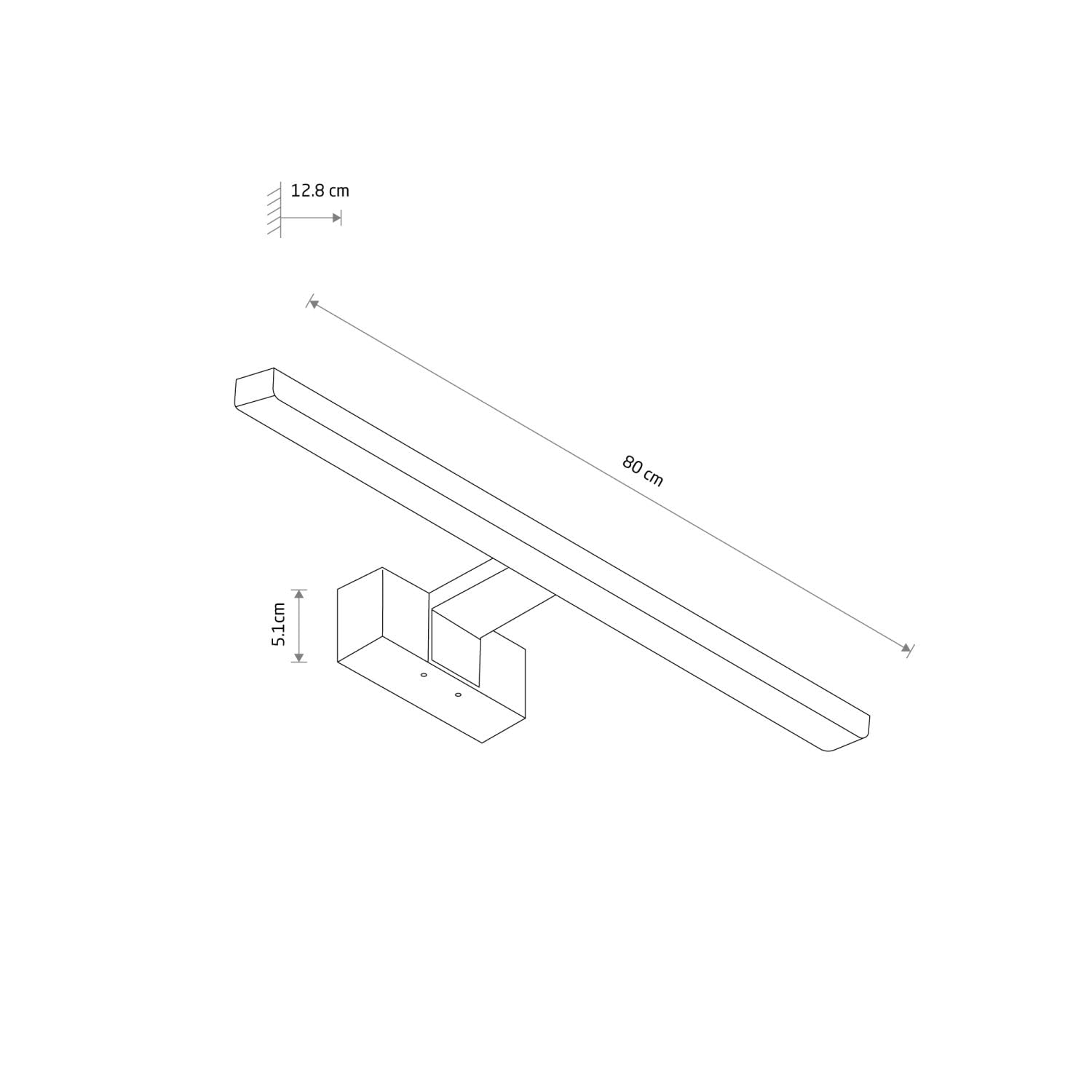 LED Spiegelleuchte Bad 80 cm lang groß IP44 Schwarz 4000 K 1100 lm neutralweißes Licht hell Metall Wandlampe innen Spiegel Badezimmer