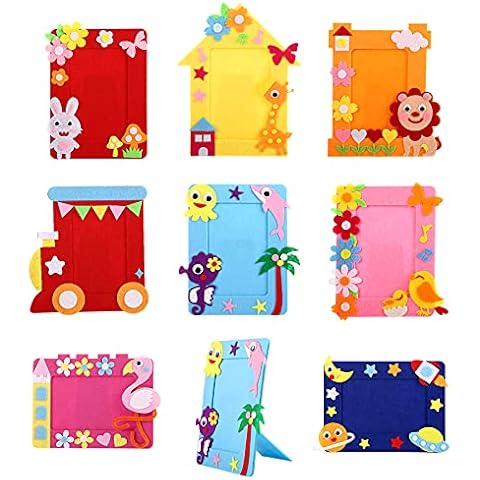 LIHAO 8 pcs Bastelset Kinder DIY Bilderrahmen Set Filz Stoff Fotorahmen Bilderrahmen zum Basteln Weihnachten Geburtstag Geschenk Cover