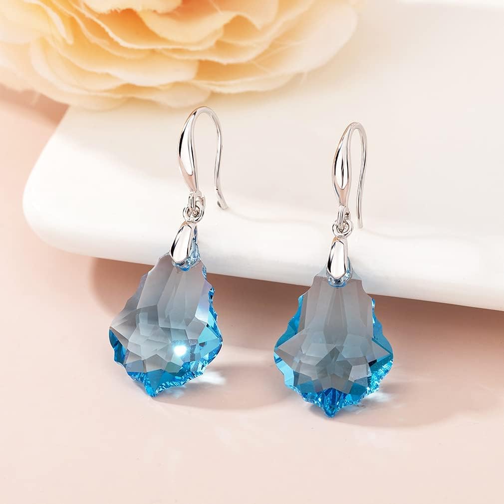 Austrian Crystal Baroque Teardrop Dangle Hook Earrings for Women 14K Gold Plated Drop Earring Hypoallergenic Jewelry - Image 3