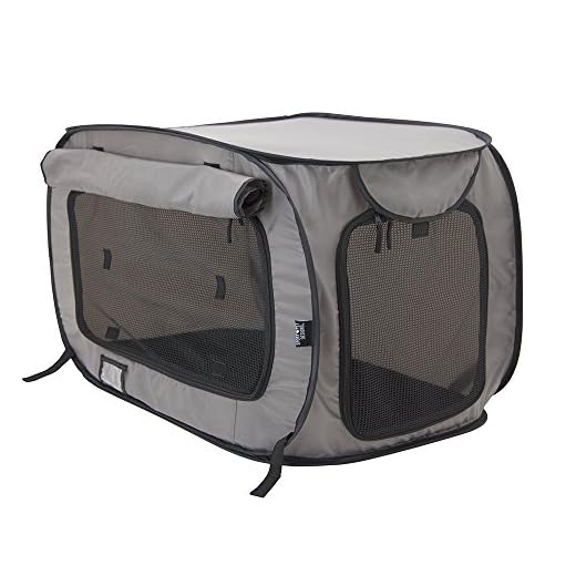 SportPet Designs Large Pop Open Kennel, Portable Cat Cage Kennel, Waterproof Pet bed, Carrier Collection