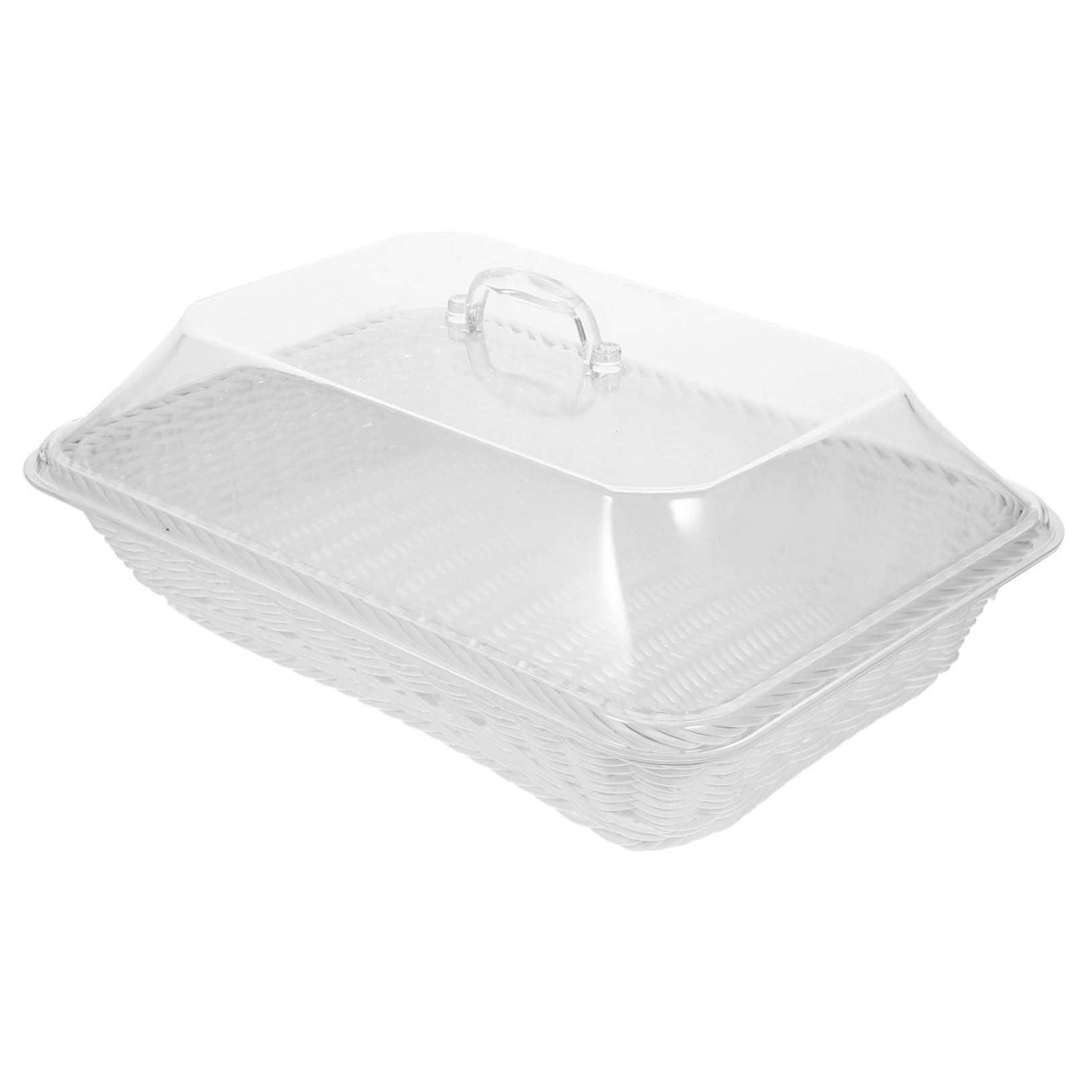Cesta de Almacenamiento Tejida con Tapa Bandeja Rectangular para Pan Diseño Espacioso y Duradero Color Reutilizable