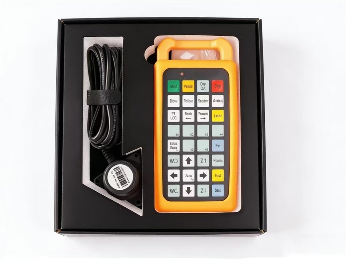 Wireless Handheld Remote Controller for CNC Laser Cutting Machines, ABS, USB Receiver, Start/Pause, Edge Finding, Axis Movement (Black, Standard Size, Standard, Original (High Compatibility))