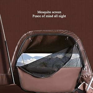 tenda da tetto auto tenda da tetto auto campeggio Tenda da Tetto per Auto, Tenda da Tetto per Camper SUV per Camion con Scala, Tenda da Tetto Rigida Pieghevole per 3-4 Persone, Kaki - immagine 7