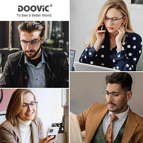 DOOViC 4 Pack Reading Glasses Blue Light Blocking Flexible Ultralight TR Frame Readers for Men Women 1.00+ Strength