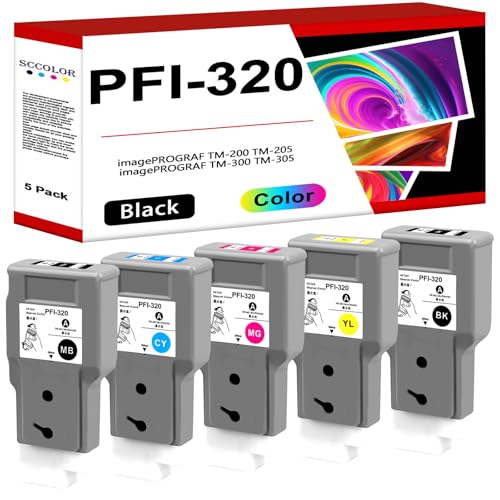 PFI-320 Ink/PFI-320 PFI320 Pigment Ink Tank Bundle Compatible PFI-320MBK PFI-320BK PFI-320C PFI-320M PFI-320Y PFI-320 Ink Replacement for Canon PFI-320 Ink imagePROGRAF IPF TM-200 TM-205 TM-300 TM-305