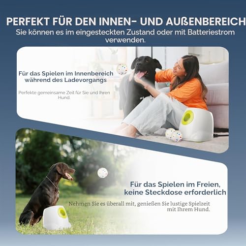 ALL FOR PAWS Automatischer Hundeballwerfer mit 6 Stück 2,5-Zoll-EPTU-Bällen, Ballwerfer für mittelgroße bis große Hunde, interaktives Apportierspielzeug für geistige und körperliche Auslastung
