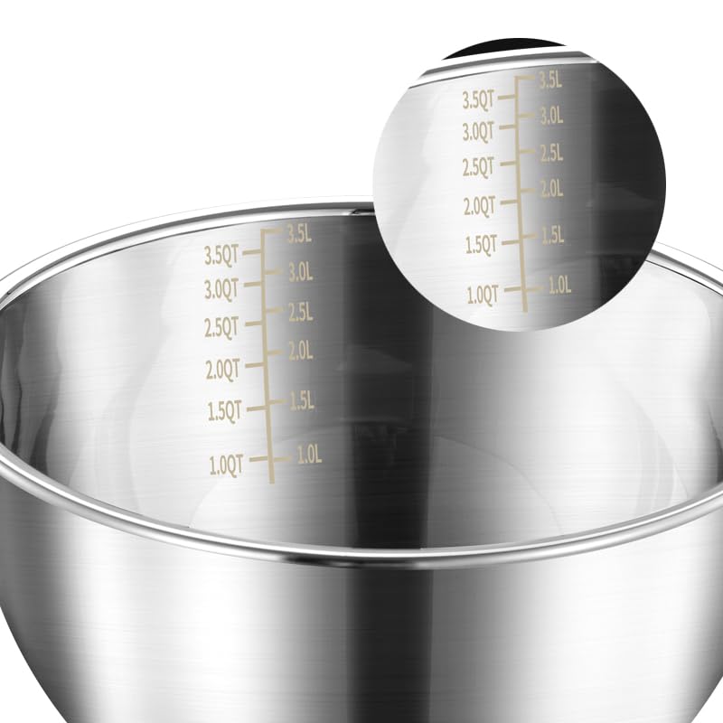 FAB4HOME Stainless Steel Mixing Bowl With Nonslip Silicone Bottom for Kitchen Baking, Cooking and Salad - Metal, Dishwasher Safe, 24cm - Image 3