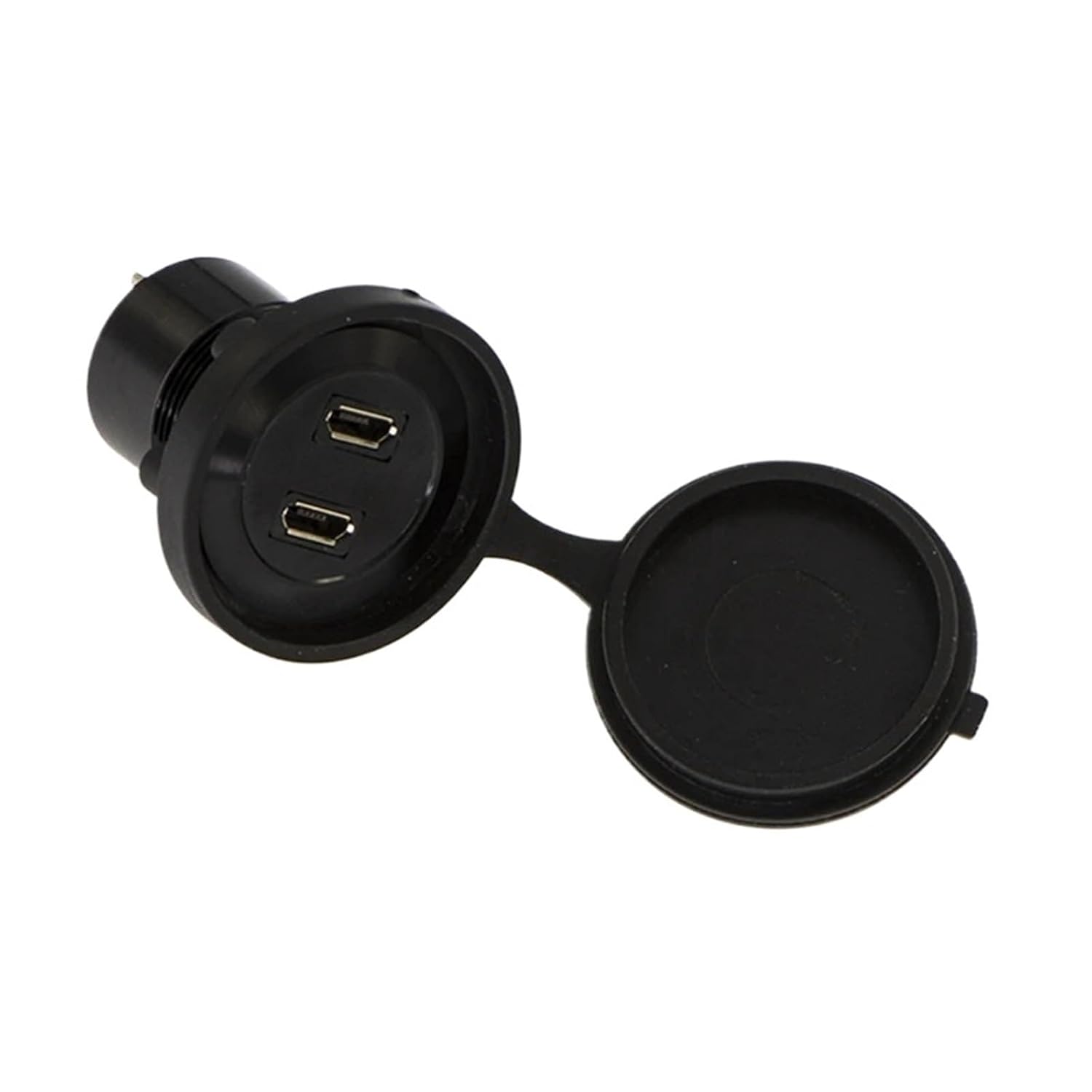 22mm USB Connector Socket mounting Diameter Double Micro USB Female to Male(Black Color) | Black USB and cover
