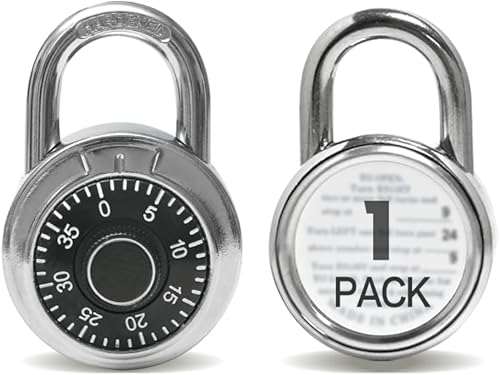 Candados de combinación con cuerpo de metal, uso en interiores para taquillas de gimnasio y casillero escolar, Negro, paquete de 1