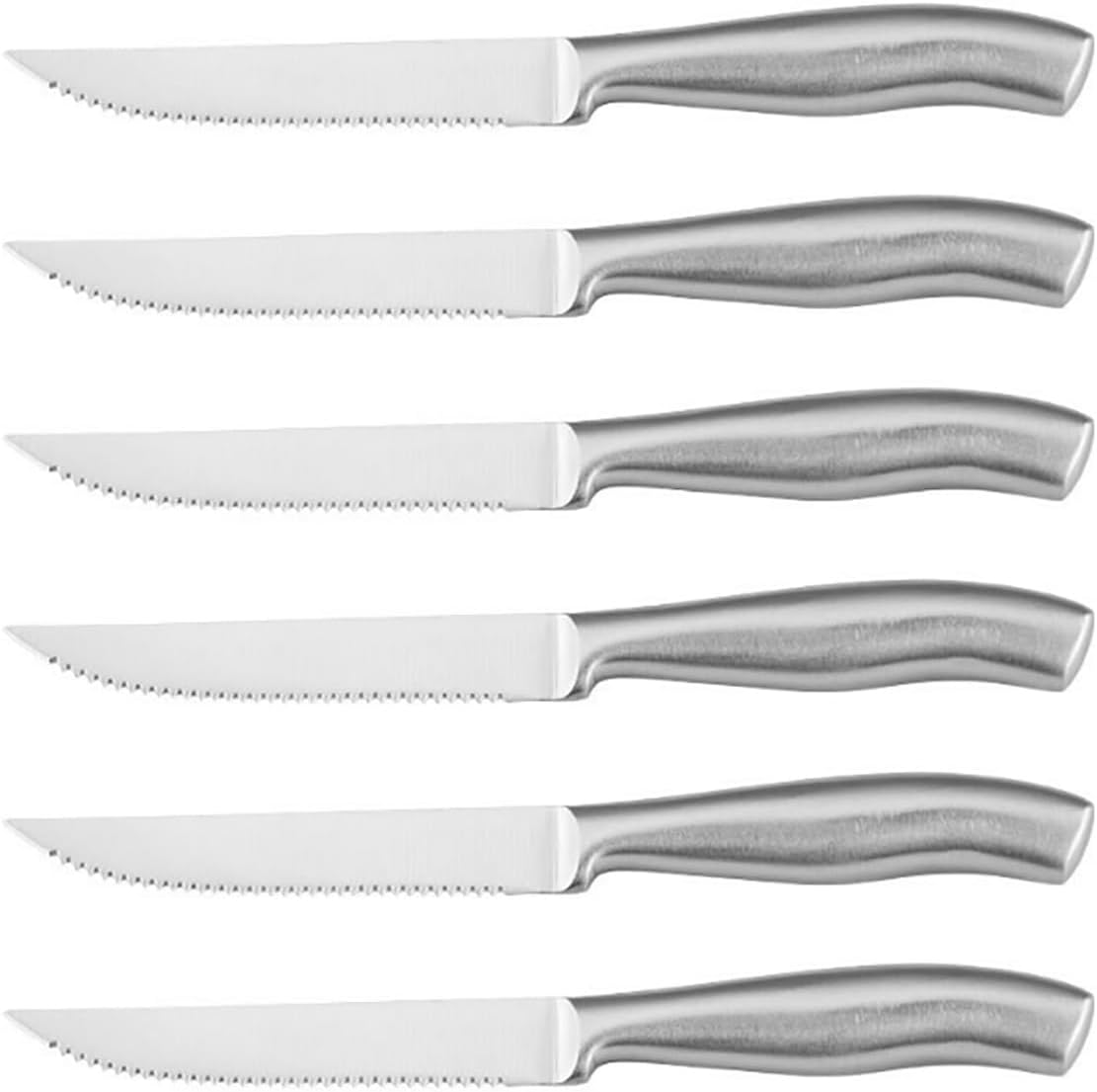 Steak Knife Set, 6 Pcs Stainless Steel Hollow Handle Steak Knife Dinner Knives Seamless Handle Sharp Meat Cutter Dinnerware Set