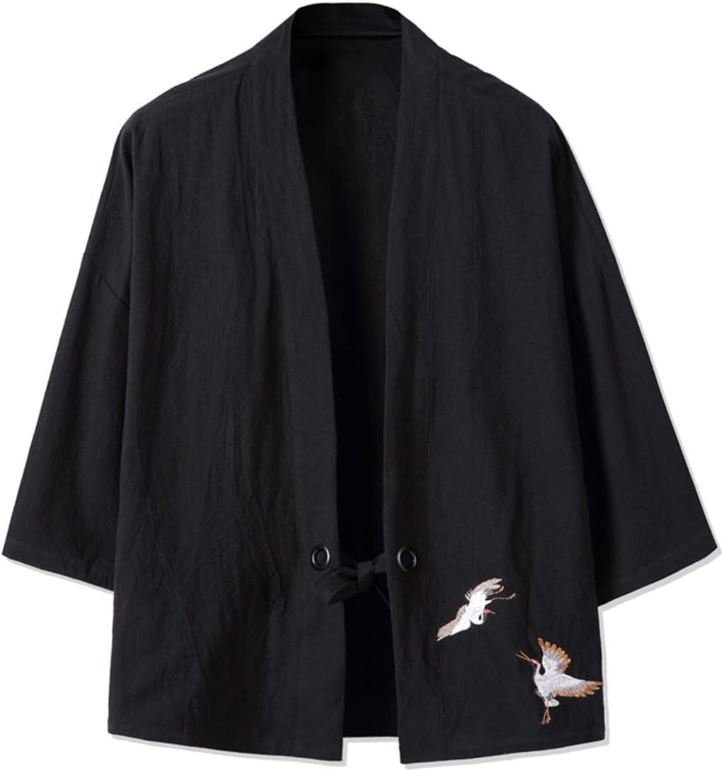 Men's Kimono Japanese Traditional Clothing, Noragi Jacket, Yukata Jacket, Haori, XL