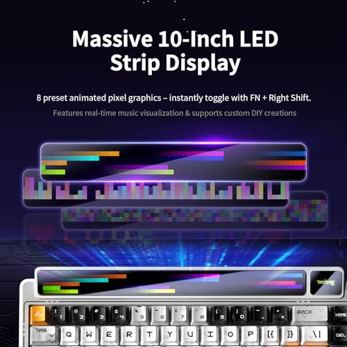Image of Aula AMG65 Dual Screen Mechanical Gaming Keyboard, 65% Wireless Small Custom RGB Keyboard, Bluetooth /2.4G /Wired Rapid Trigger, Hot Swappable for Windows, Laptop, PC, Mac, White