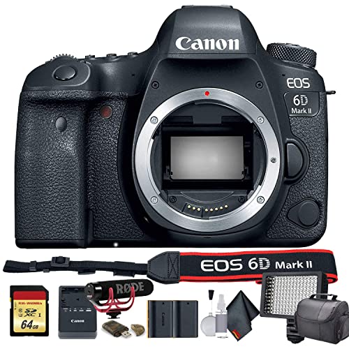 Canon EOS 6D Mark II DSLR Camera (International Model) (1897C002) W/Bag, Extra Battery, LED Light, Mic, Filters + More - Advanced Bundle