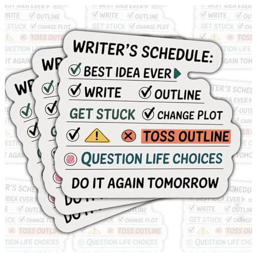 3Pcs Writer’s Schedule Funny Stickers, Writer Humor Vinyl Decals for Laptop, Notebook, Water Bottle, Gifts for Authors, Journal Lovers, Bloggers & Creative Writers