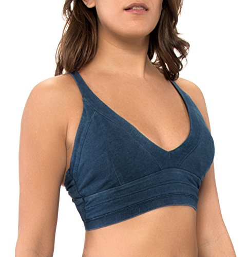 Body Glove Women's Swift Cross Back Sports Bra Blue Denim #TOP1