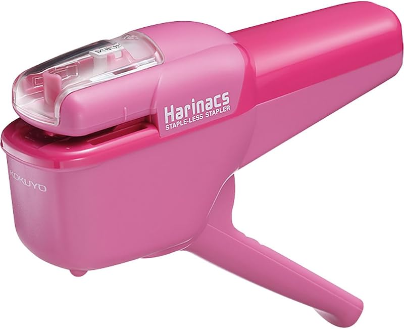 Grapadora sin grapas Kokuyo, Harinacs de mano sin grapas, hasta 10 hojas sin encuadernación con grapas, grapadora portátil compacta sin agujeros, rosa, importación de Japón (SLN-MSH110P)