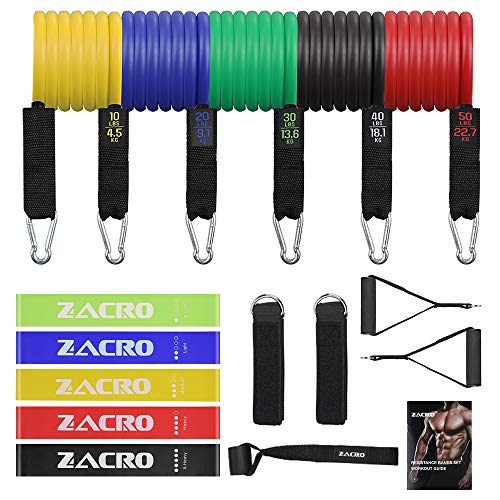 Zacro 16 Pack Resistance Bands Set Workout Bands - 5 Pull up Stackable