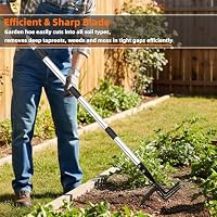 Long Hand Cultivator, 2-in-1 Hand Tiller and Garden Hoe for Gardening — image 7