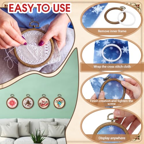 Image of Burbell 15 Pcs 2.4 Inch Round Embroidery Hoops Frame