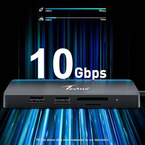 Image of Techie USB-C to USB-A 3.2 Hub with 2x USB 2.0 Ports and SD /TF Card Reader Dual Input Adapter for MacBook, iPad Pro, Windows, Laptops and Tablets (Black)