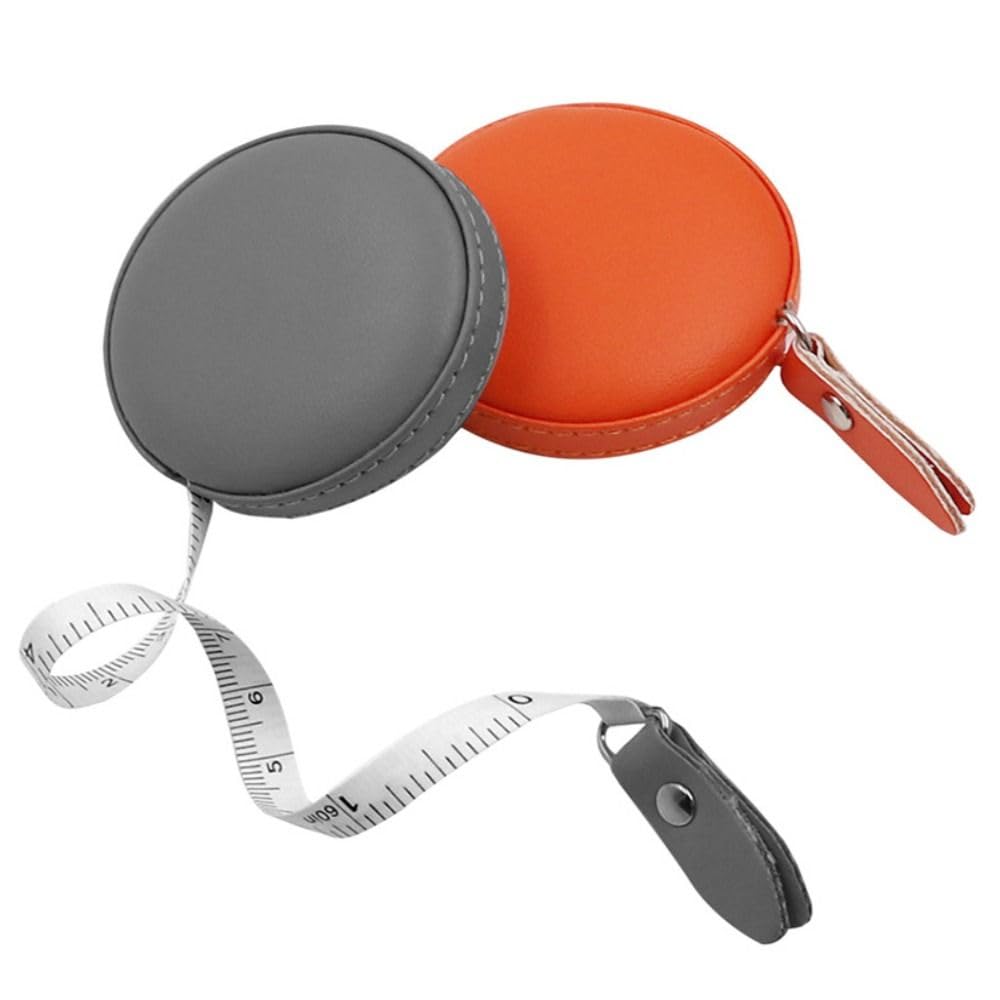 150 cm 60 "Cinta de Regla retráctil Cinta métrica de Cuero Herramienta de medición de Cinta de Rollo portátil retráctil automático(Silver)