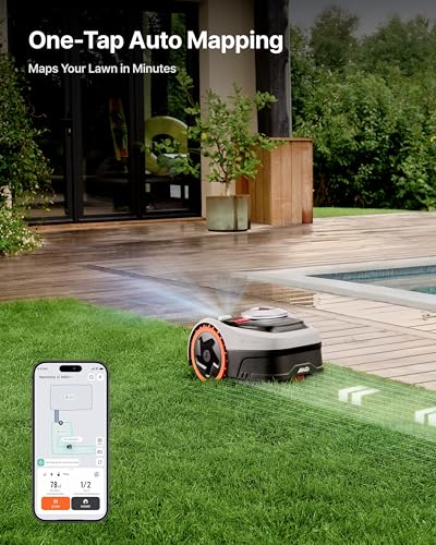 Segway Navimow i205 AWD Mähroboter ohne Begrenzungskabel mit Garage S, Empf. 500 m², Allradantrieb für Steigungen bis zu 45%, EFLS NRTK+Vision, Keine RTK-Antenne erforderlich