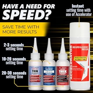 STARBOND 2 oz Thin Medium Thick CA Glue with 6 oz Activator Bundle, Premium Cyanoacrylate Super Glue for Quick Fix, Woodworking, Woodturning, Hobby Models, 3D Printing