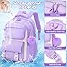 Fimibuke Backpacks for Girls, 3 PCS Waterproof School Backpack with Lunch Box, Pencil Pouch Set for Kids Teens Girls, Cute Bookbag School Bag for Elementary Middle High School Student Ages 6+(Purple)