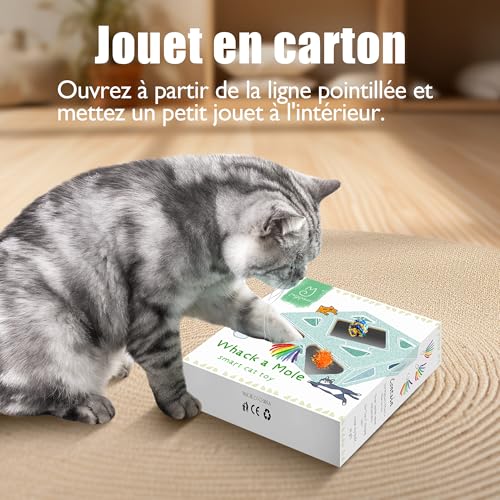 Migipaws Jouets pour Chat, Jouet interactif Automatique à 7 Trous pour Souris, Jouet d'éveil Ultra Amusant pour Les Chats d'intérieur, Rechargeable par USB, 4 pièces de Plumes – Image 4