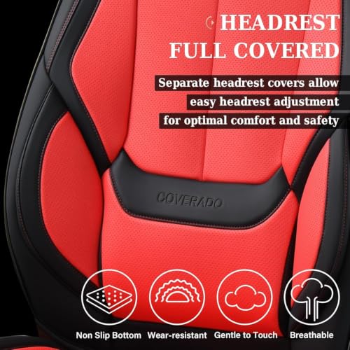 Image of Coverado Car Seat Covers, Front Covers for Cars, Car Seat Cover Front Seats, Automotive Seat Cover, Waterproof, Leather Car Seat Cushion, Universal Interior Seat Protectors for Most Cars