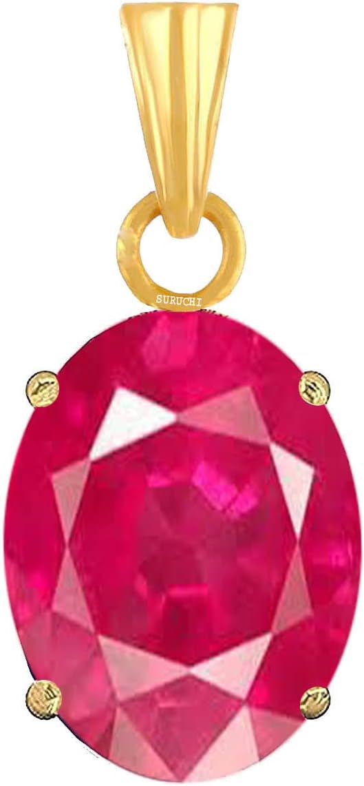Ruby/Manik 5.25 Ratti or 5 Carat Natural Certified Astrological Gemstone Panchdhatu/5 Metals 22k Gold Plated pendant for Men & Women -nvdhp2525