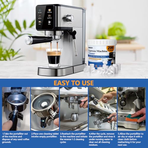 Image of Espresso Machine Cleaning Tablets Descaling -200 Tablets, Compatible with Breville Barista Express, Gaggia, Delonghi, Jura, Philips - Universal Coffee Machine Cleaner Solution for Espresso Machines