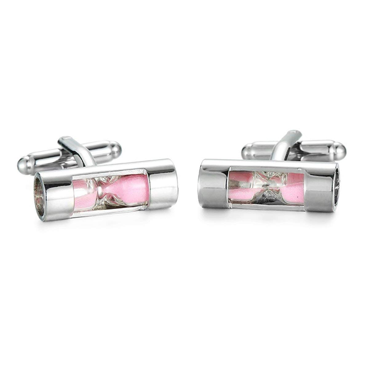 Sand Timer Hour Glass Vintage Pink Silver Brass Office Formal Shirt Blazer Cufflinks Pair Men Gift Box-image-19