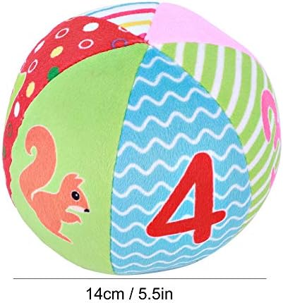 Baby Grasp Ball Toys, Infant Soft Educational Toy Plush Cloth Ball with Bell Multicolor Cartoon Animal Cognitive Toys Gift for Boys and Girls(#1)
