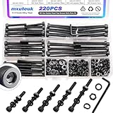 mxuteuk 220PCS M4 Screws Assortment Set,M4 x 30/35/40/45/50mm Hex Socket Head Cap Screws Bolts Nuts Kit,12.9 Grade Alloy Steel M4 Bolts with Hex Wrench
