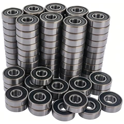 Tonmp 100 PCS 608-2RS Ball Bearing - Double Rubber Sealed Shielded Miniature Deep Groove Bearings for Furniture Wheel,Skateboards, Inline Skates, Scooters, Roller Blade Skates (8 x 22 x 7mm) Cover