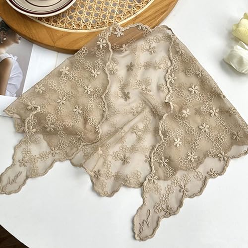 Floral Bandana Hairscarf Head Wrap Handmade Headwear Headscarf Elegant Lacework White Laciness3