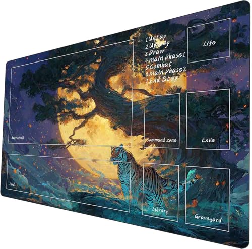 Mtg playmat 24x14 inches non-slip dragon design stitched edges smooth surface rubber base tcg game mat includes storage bags (Shuanglong with area)