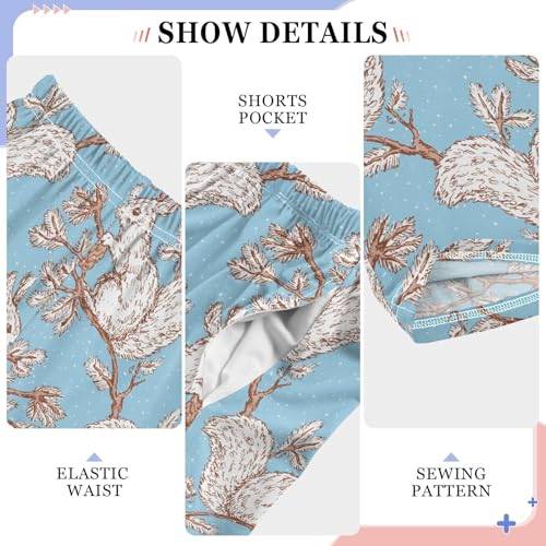 Squirrel Pine Cone Print Boys Long Pants Soft Trousers Elastic Waist Kids Lounge Bottoms with Pockets S-XL4